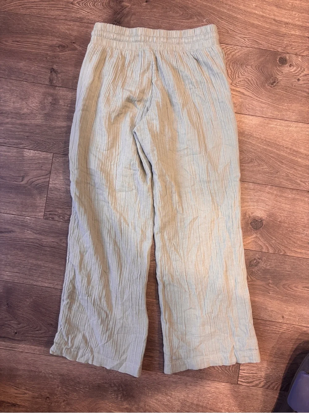 Girls Lightweight Linen-Blend Elastic Waist Pants - Beige - Picture 4 of 4